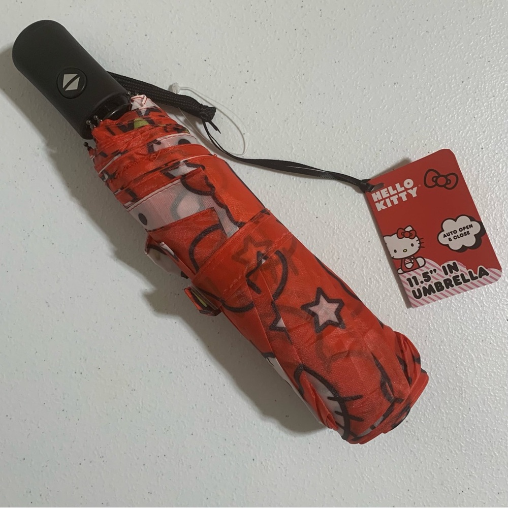Hello Kitty Automatic Open & Close 11.5" Folding Umbrella-New